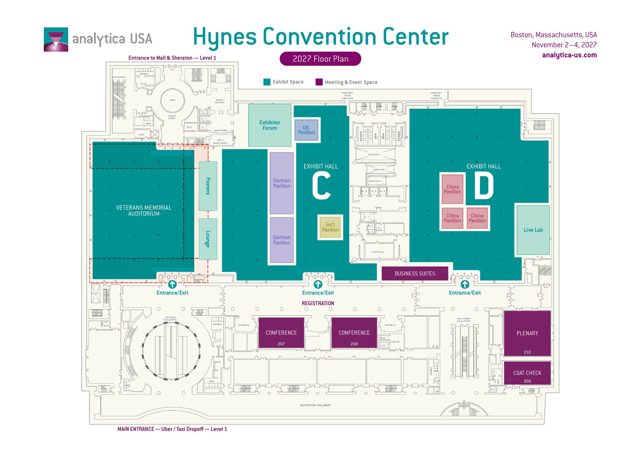illustrated floor plan for analytica USA 2027