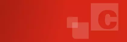 Roter Hintergrundverlauf mit drei halbtransparenten Flächen auf der rechten Seite. In einer ist ein 