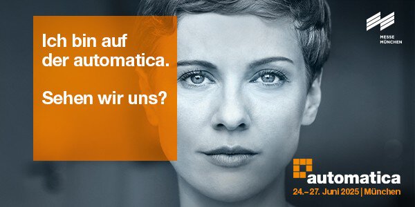 Banner mit Keyvisual der automatica und dem Text: 
