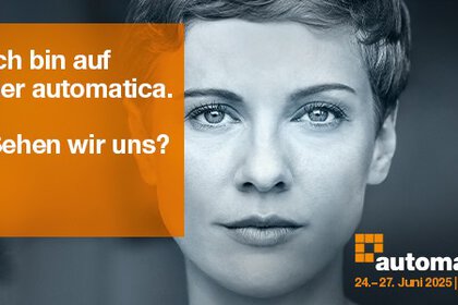 Banner mit Keyvisual der automatica und dem Text: 