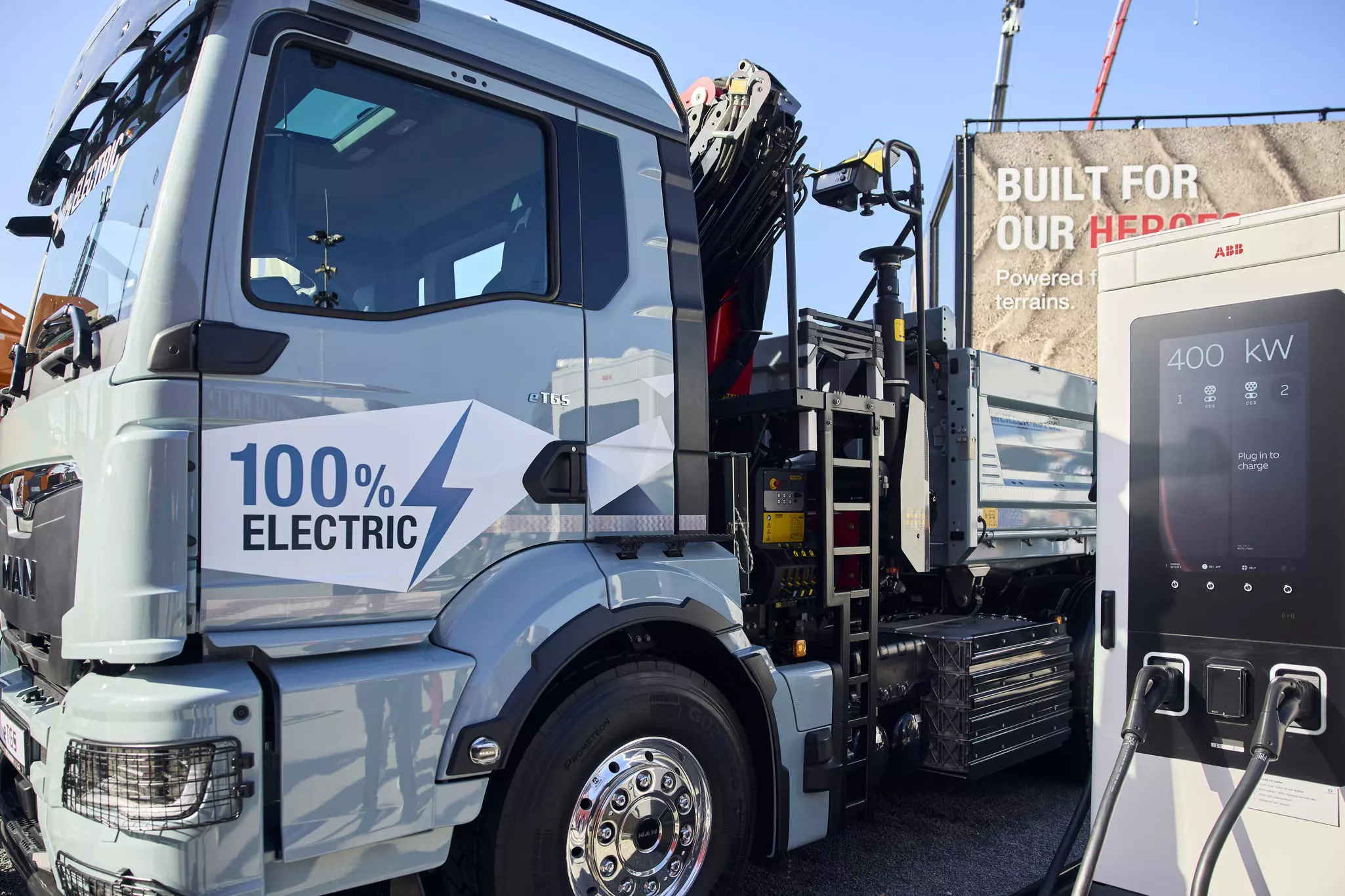 H2 Fuel Cell Powered by Hydrogen inscription on a construction machine at bauma 2022