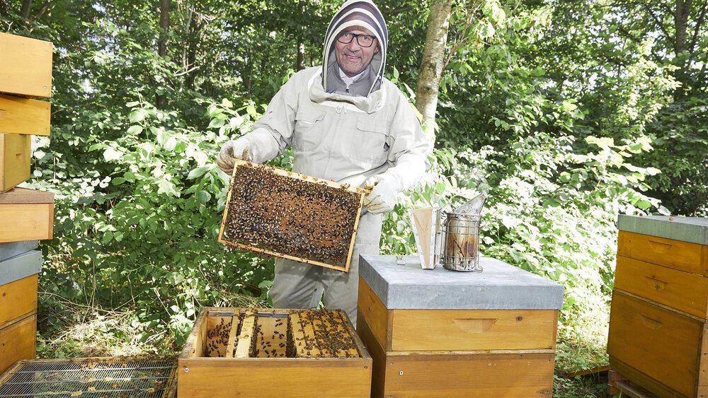 Klaus Dittrich at the honey harvest