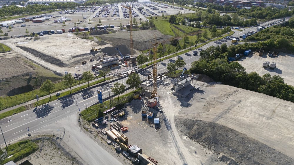 Blick aus Richtung Feldkirchen auf das Messegelände.