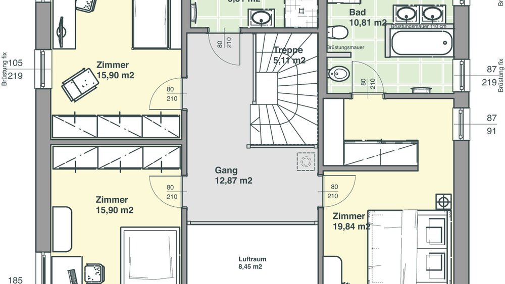 Grundriss Obergeschoss Musterhaus ELK Haus GmbH