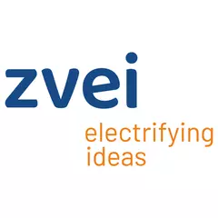 Logo mit dem Text „zvei“ in Blau und „electifying ideas“ in Orange darunter.