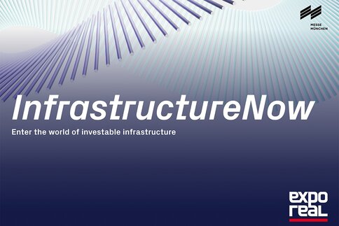 Blue background with text InfrastructureNOW
