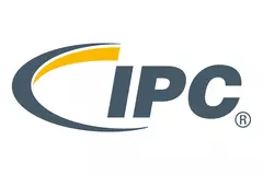 Blue-grey logo with bold letters ‘IPC’, to the left a stylised arch in blue-grey and orange.