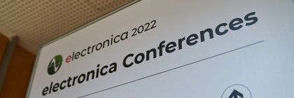 Sign with the electronica logo and the text 