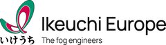 Das Logo von Ikeuchi Europe mit dem Text „The fog engineers“ darunter und einem stilisierten bunten Doppelbogen daneben.