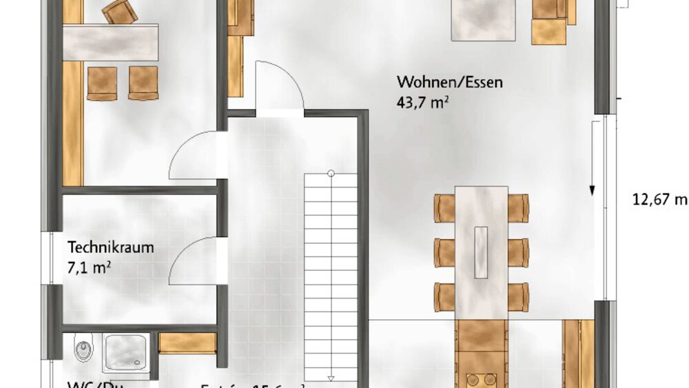 Grundriss EG Musterhaus Rötzer-Ziegel-Element-Haus GmbH 