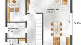 Grundriss EG Musterhaus Rötzer-Ziegel-Element-Haus GmbH 