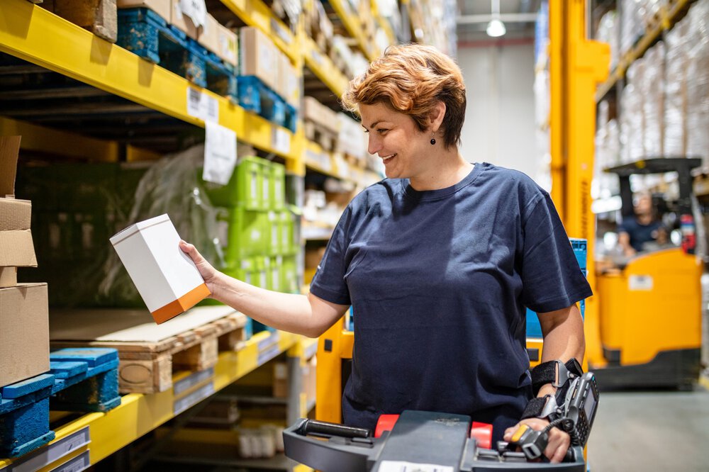 Woman working in a warehouse