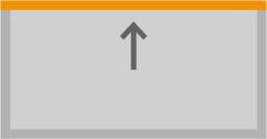 Graues Kästchen mit einem Pfeil aus der Mitte heraus, der nach oben zeigt auf eine orangene Linie.