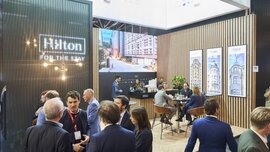 Many people at the Hilton exhibition stand at EXPO REAL.