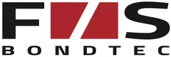 Logo „F&S Bondtec“ mit stilisiertem schwarzen Text und einem roten Rechteck mit einem diagonalen weißen Strich zwischen dem „F“ und „S“.