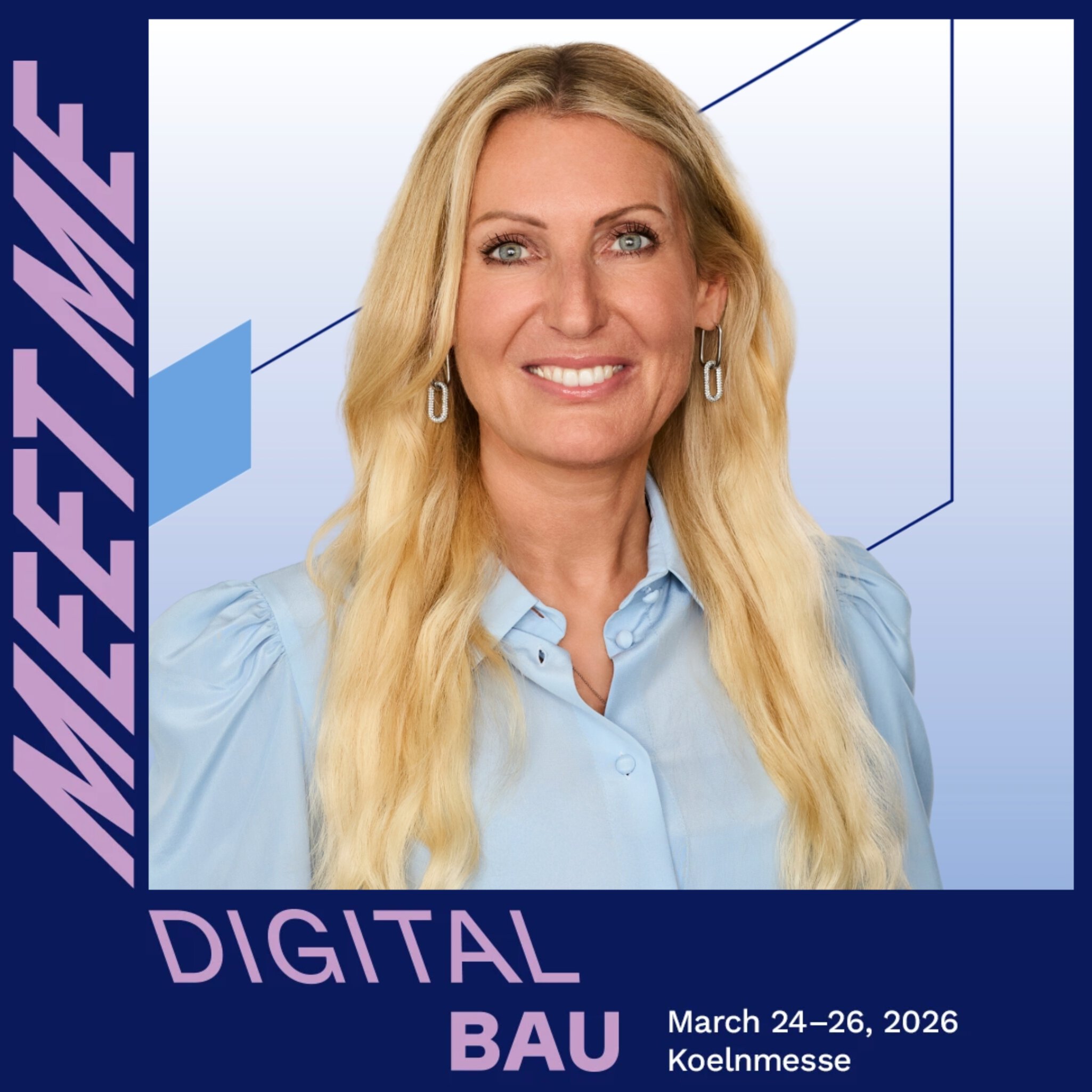 Foto von einer Frau mit einem Schriftzug am linken Bildrand: Meet Me