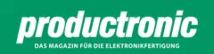 Grünes Logo mit weißem Text „productronic“ und darunter „DAS MAGAZIN FÜR DIE ELEKTRONIKFERTIGUNG“.