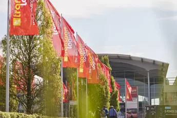 Flags of transport logistic at the trade fair lake