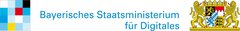 Logo of the Bavarian State Ministry of Digital Affairs with colorful pixels on the left and the Bavarian coat of arms on the right.