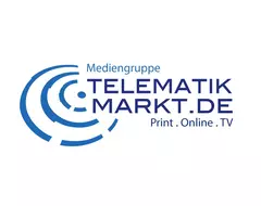Logo of Mediengruppe Telematik Markt with blue circle design and text: 