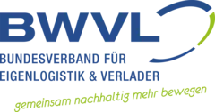Logo of the ‘BVWL’ with swoosh design and text in German: ‘Bundesverband für Wirtschaftslogistik & Verladung’.