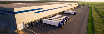 Distrbution warehouse with trucks