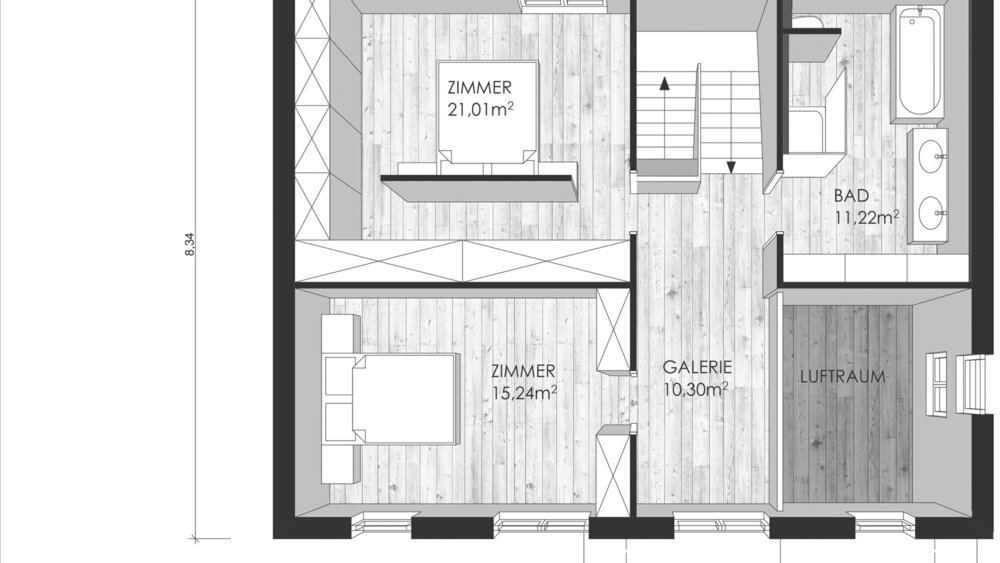 Grundriss Obergeschoss Musterhaus Rubner Haus GmbH