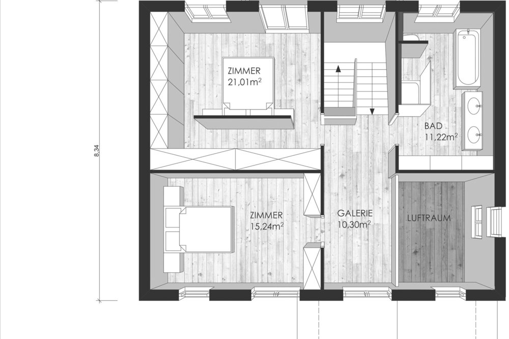 Grundriss Obergeschoss Musterhaus Rubner Haus GmbH