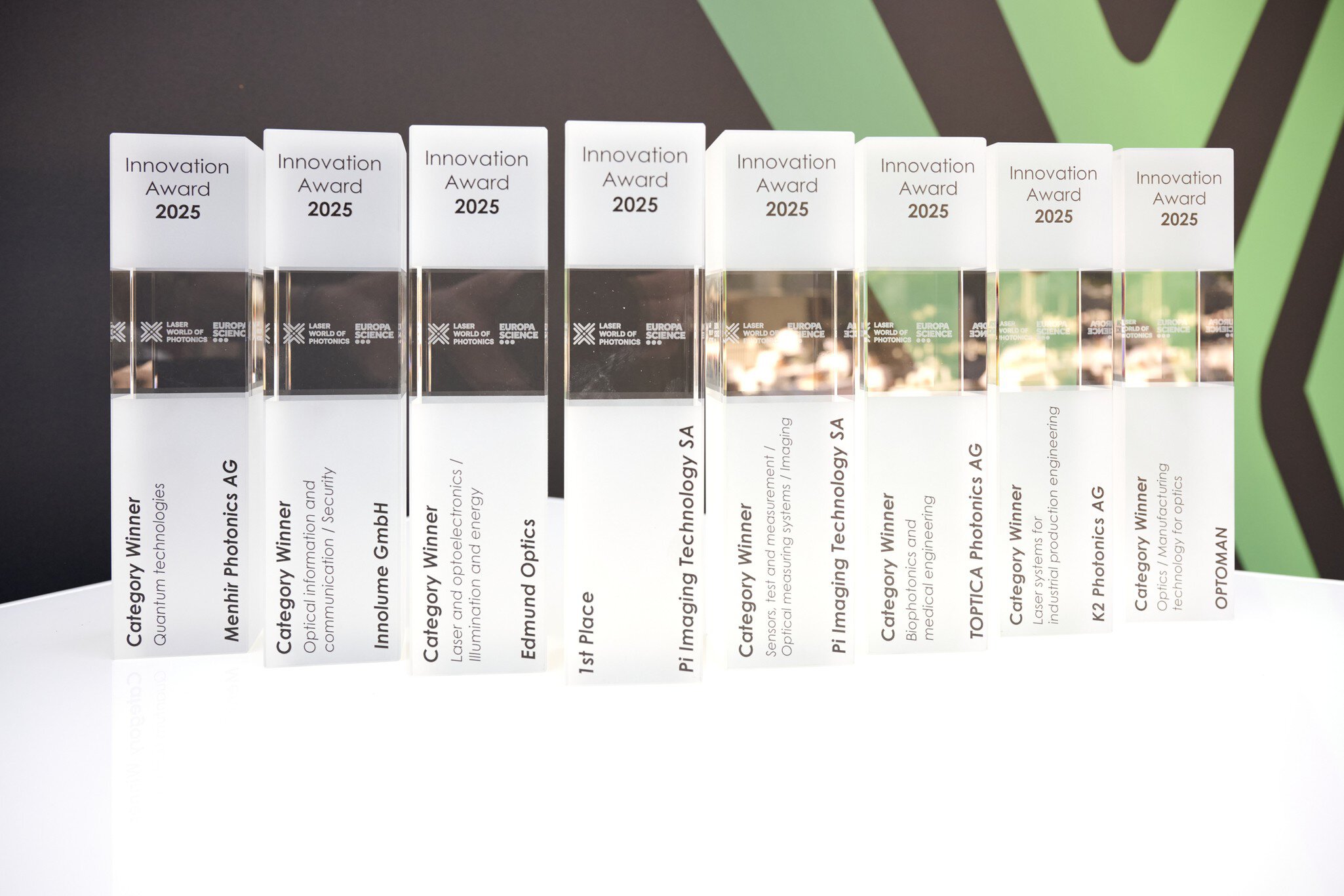 Innovation Award 2025 - Photo of the trophies for all category winners