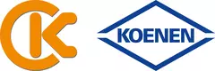 Logo von „CK KOENEN“ in orange und dunkelblau. Das „C“ von „CK“ umschließt das „K“, „KOENEN“ befindet sich in einem schrägen Quadrat.