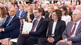 View of the fully occupied rows of seats in the audience during a specialist event at IFAT Munich.