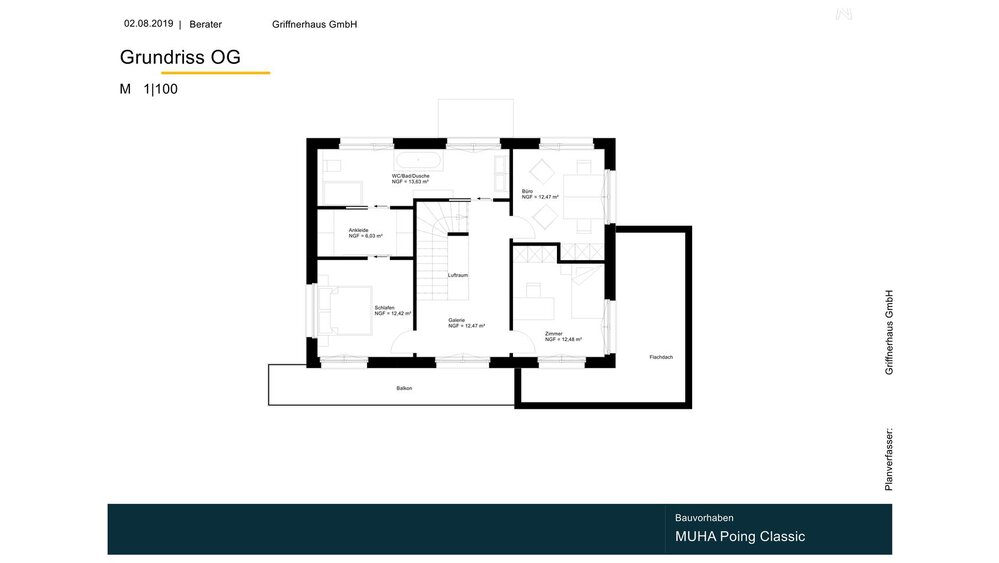 Grundriss Obergeschoss Musterhaus Griffnerhaus GmbH