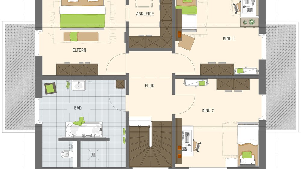 Grundriss Dachgeschoss Musterhaus FingerHaus GmbH 